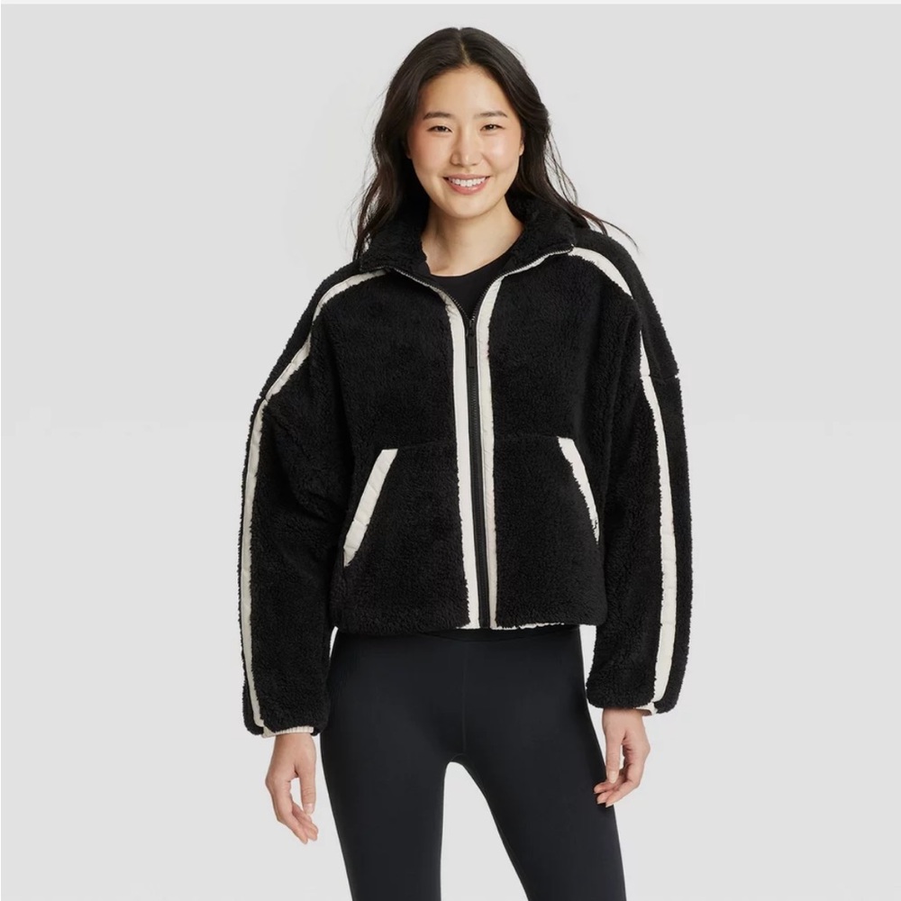 Women’s piped high pile fleece jacket joylab